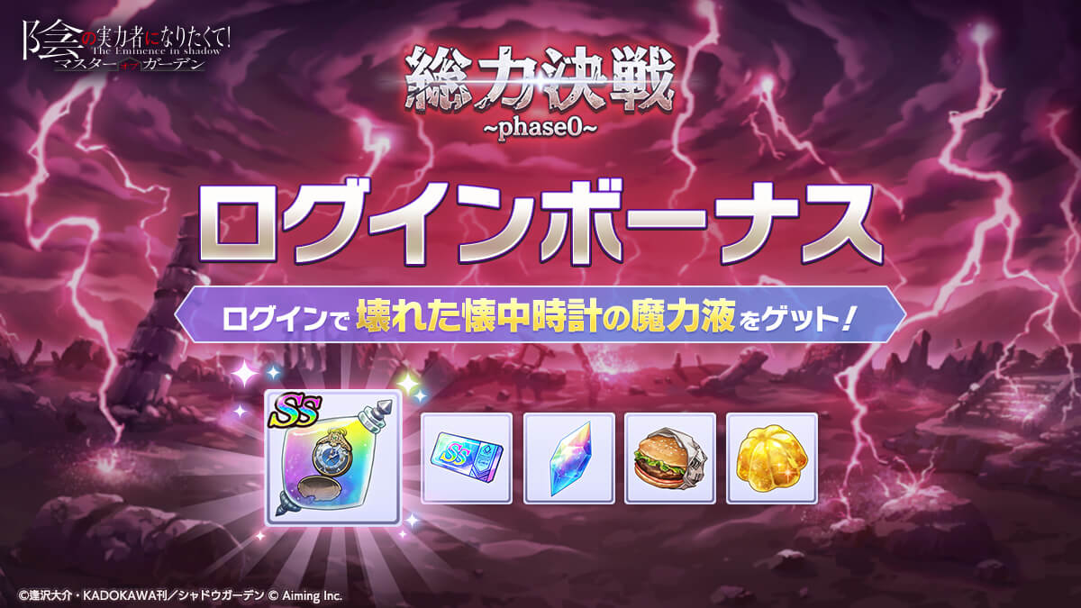 総力決戦 phase0 ログインボーナスの公式ビジュアル